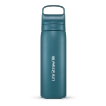 LifeStraw Go Series Stainless Steel Water Bottle with Filter, Silicone Mouthpiece Cap, BPA Free Teal Blue - 530 ml