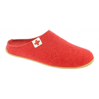 Living Kitzbuhel Felt Slipper Swiss Cross red Slippers Women