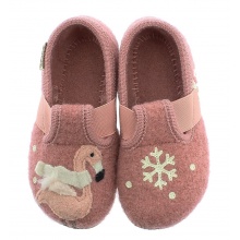 Living Kitzbuhel Slippers T-Model Winter Flamingo (Merino Wool) Pink Children