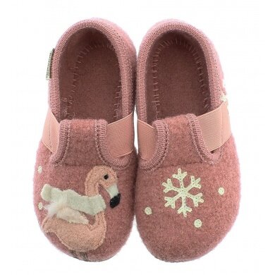 Living Kitzbuhel Slippers T-Model Winter Flamingo (Merino Wool) Pink Children