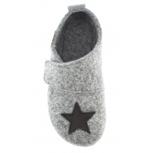 Living Kitzbühel Slippers Velcro Model Felt with Star (Wool) Light Grey Toddlers/Children