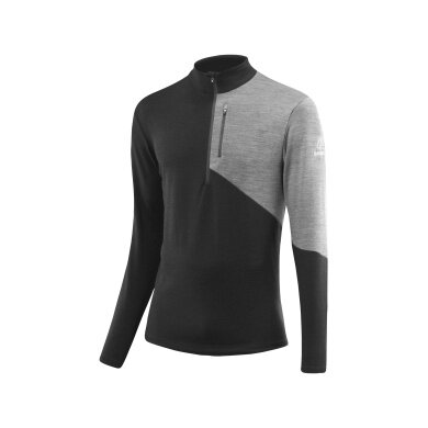 Löffler Long Sleeve Shirt Block Transtex Merino Midlayer (Half-Zip, thermal insulation) black/grey men's