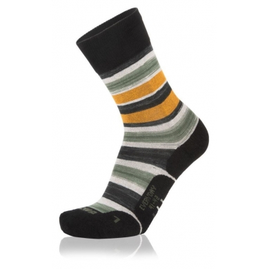 Lowa Day Sock Crew Everyday (Merino/Cotton) green/ochre striped - 1 pair