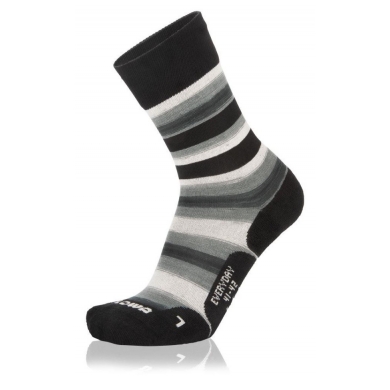 Lowa Day Sock Crew Everyday (Merino/Cotton) grey/black striped - 1 pair