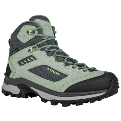 Lowa Hiking Shoes Corvara Mid GTX (Trekking, Suede/Textile, Waterproof) patina green/grey Ladies