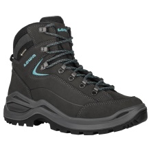 Lowa Renegade Evo Mid GTX Walking Shoes (All-Terrain, Nubuck Leather, Waterproof) asphalt grey/turquoise Ladies