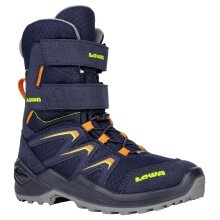 Lowa Winter Boots Maddox Warm High GTX (Textile/Synthetic, waterproof) 2024 navy blue/orange children