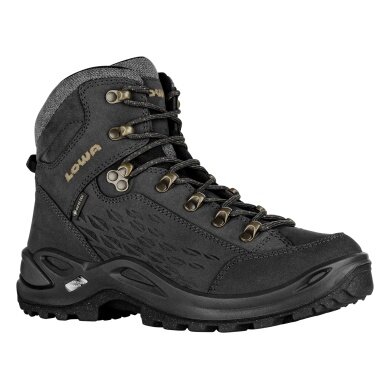 Lowa Renegade Warm Mid GTX Hiking Boots (Nubuck Leather, Waterproof) 2024 Black/Champagne Ladies