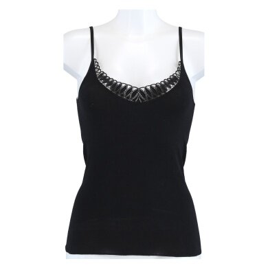 Medima Underwear Vest with Lace Straps (Angora and Silk) black Ladies (Size S-L)