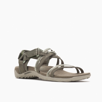 Merrell Sandal Terran 3 Cush Lattice Nubuck Olive Green Women