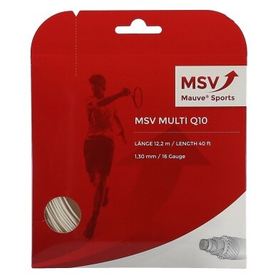 Stringing with tennis string MSV Multi Q10 1.30 (arm protection+touch) white