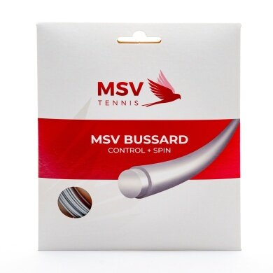 MSV Tennis String Buzzard (Durability+Control+Spin) silver 12m Set