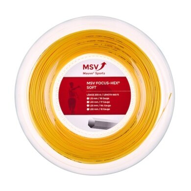 MSV Tennis String Focus Hex Soft 1.20 (Durability+Touch) yellow 200m roll