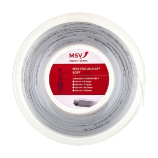 MSV Tennis String Focus Hex Soft (Durability+Touch) white 200m roll