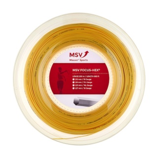 MSV Tennis String Focus Hex (Durability+Spin) yellow 200m roll