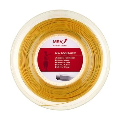 MSV Tennis String Focus Hex (Durability+Spin) yellow 200m roll