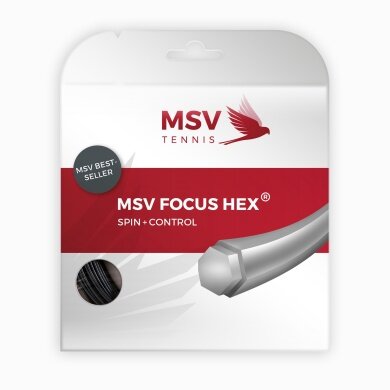 MSV Tennis String Focus Hex (Durability+Spin) black 12m Set