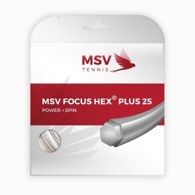 MSV Tennis String Focus Hex Plus 25 (Durability+Spin) white 12m Set