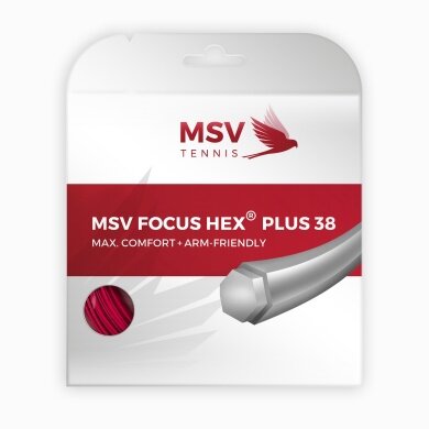 MSV Tennis String Focus Hex Plus 38 (Durability+Spin) red 12m Set