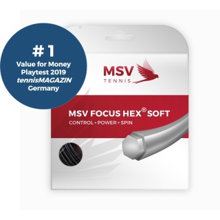 MSV Tennis String Focus Hex Soft (Durability+Control+Power+Spin) black 12m Set