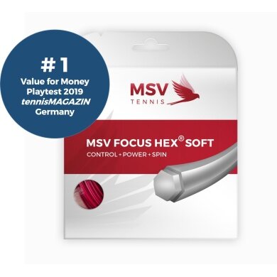 MSV Tennis String Focus Hex Soft 1.25 (Durability+Control+Power+Spin) red 12m Set