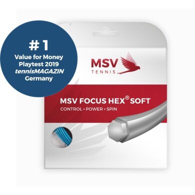 MSV Tennis String Focus Hex Soft 1.15 (Durability+Control+Power+Spin) light blue 12m Set