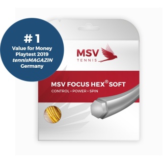 MSV Tennis String Focus Hex Soft 1.20 (Durability+Control+Power+Spin) yellow 12m Set