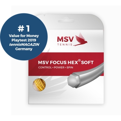 MSV Tennis String Focus Hex Soft 1.20 (Durability+Control+Power+Spin) yellow 12m Set