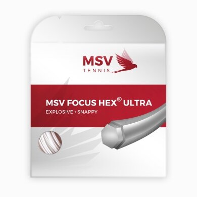 MSV Tennis String Focus Hex Ultra (Spin+Tension Stability) white 12m Set