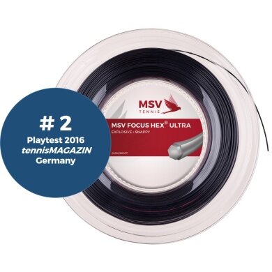 MSV Tennis String Focus Hex Ultra (Spin+Tension Stability) black 200m roll