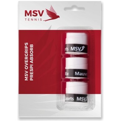 MSV Overgrip Prespi Absorb 0.6mm (Sweat absorption/Comfort) white 3-pack