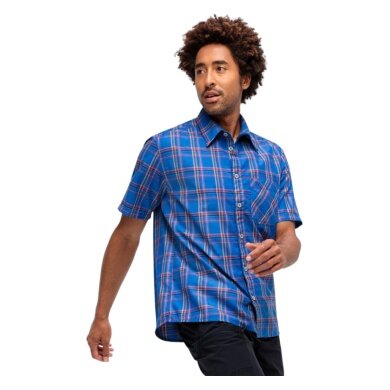 Maier Sports Travel/Hiking Shirt Mauro (Chest Pocket, Quick-Drying) Blue/Red Men's