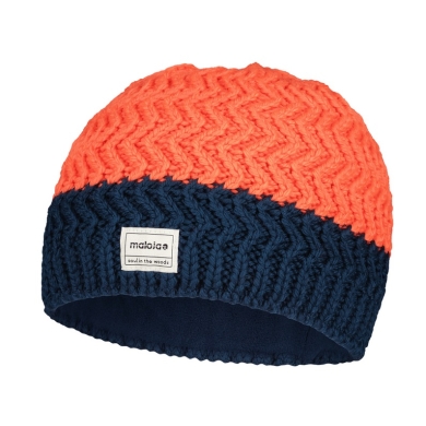 Maloja knitted hat (beanie) rowanberry M - dark blue/orange