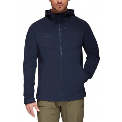 Mammut Softshell Jacket Sapuen SO Hooded - 4-way stretch - navy blue Men