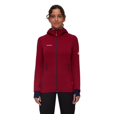 Mammut Fleece Jacket Taiss Light ML Hooded (Midlayer, 4-Way Stretch) Burgundy/Navy Women