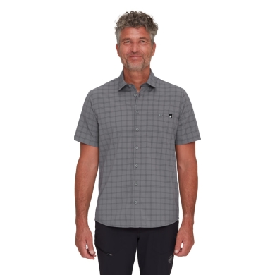 Mammut Hiking Shirt Lenni Short Sleeve 2024 (with Chest Pocket) Dark Grey/Black Men