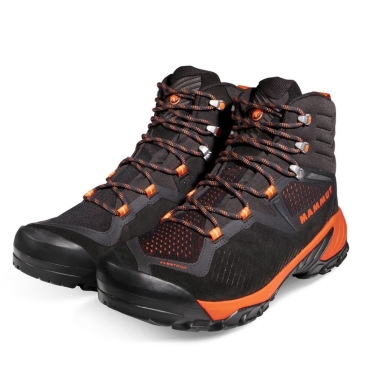 Mammut Hiking Shoes Sapuen High GTX (Velour leather, waterproof) black/orange Men