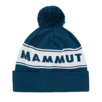 Mammoth Winter Hat (Pom Pom) Peaks Beanie - dark blue/white