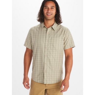 Marmot Travel/Hiking Shirt Aerobora (comfortable to wear) Short Sleeve vetiver grey Men