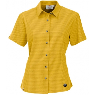 Maul hiking blouse short sleeve Halserspitze II outdoor check pattern yellow women