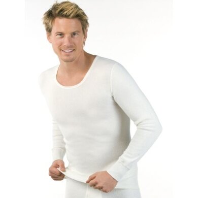 Medima Underwear Long Sleeve Shirt (Angora/Cotton) White Men (Size M-L)