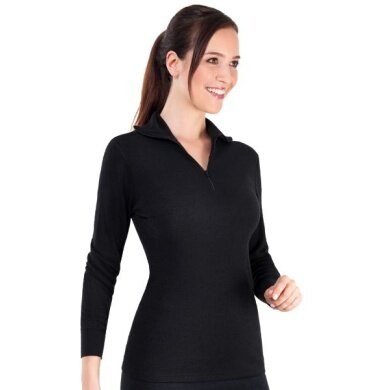 Medima long-sleeve top with half-zip (20% angora sport) black ladies (size S-L)