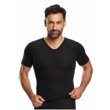 Medima Underwear T-shirt V-neck (Cashmere/Silk) Short Sleeve Black Men (Size XL-XXL)