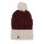 Medima Winter hat with pom pom - Merino wool, ribbed structure, cuff - burgundy/red - 1 piece