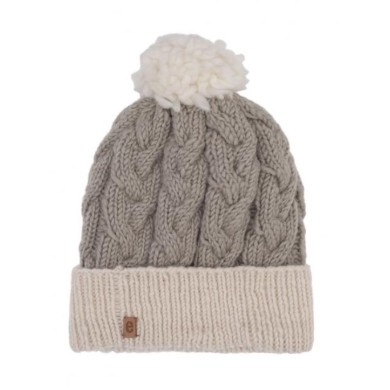 Medima Winter hat with pom pom - Merino wool, ribbed structure, cuff - grey - 1 piece