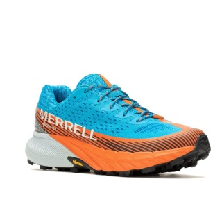 Merrell Trail Running Shoes Agility Peak 5 GTX (waterproof, Rock Plate) light blue/orange Men