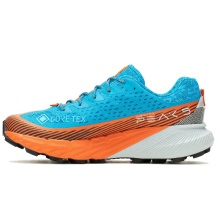 Merrell Trail Running Shoes Agility Peak 5 GTX (waterproof, Rock Plate) light blue/orange Men