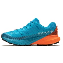 Merrell Trail Running Shoes Agility Peak 5 GTX (waterproof, Rock Plate) aqua blue/orange Men