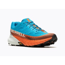 Merrell Trail Running Shoes Agility Peak 5 (comfortable fit, Rock Plate) light blue/orange Men