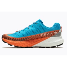 Merrell Trail Running Shoes Agility Peak 5 (comfortable fit, Rock Plate) light blue/orange Men